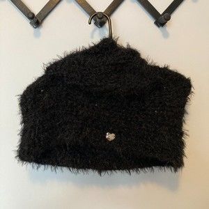 Betsey Johnson Black Polyester Acrylic Shiny Fuzzy Infinity Scarf